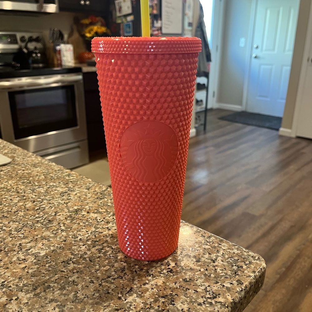 Starbucks Pink Studded Tumbler and Yellow Straw